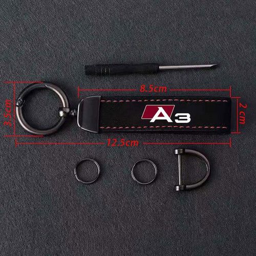 Suede Lanyard Car Keychain Pendant Creative Personalized Wear-resistant Key Loop For Men Women Gift For Audi A3 Car Accessorie-black for A3_black