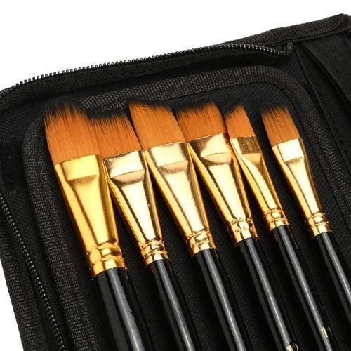 15pcs Professional Art Brush Set Nylon Water  Oil Artist Paint Brushes Bag