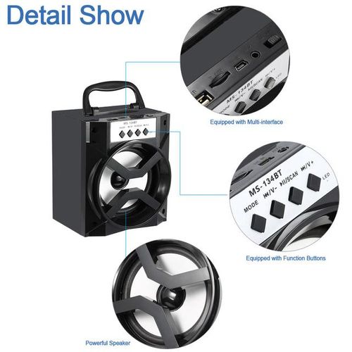 Multi-Functional Portable Bluetooth Speaker Big Drive Unit Bass Led Colorful Backlight Wireless Loudspeaker Support Tf Card Fm
