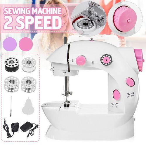 Desktop Electric Sewing Machine 12 Stitches Household Tailor 2 Speed Foot Pedal Pink