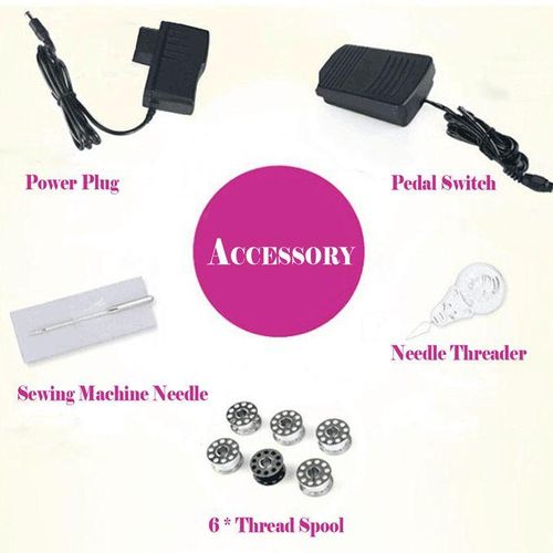Desktop Electric Sewing Machine 12 Stitches Household Tailor 2 Speed Foot Pedal Pink
