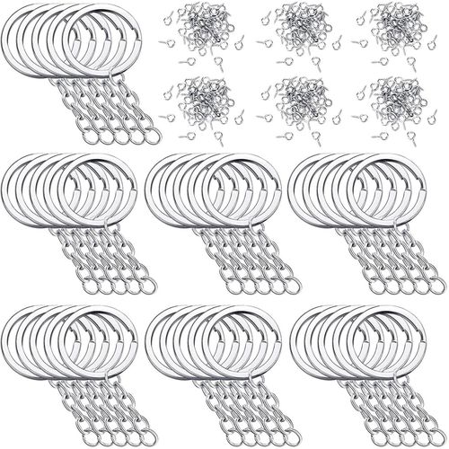 2500Pieces Keyring Blanks Key Chains Keychain Findings Split Silver