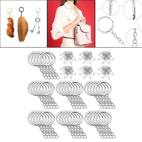 2500Pieces Keyring Blanks Key Chains Keychain Findings Split Silver