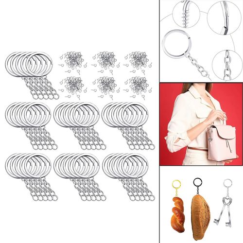 2500Pieces Keyring Blanks Key Chains Keychain Findings Split Silver