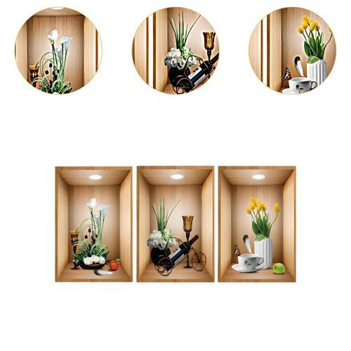 3x Wall Sticker Decorative Wall Mural Removable Wall Decal
