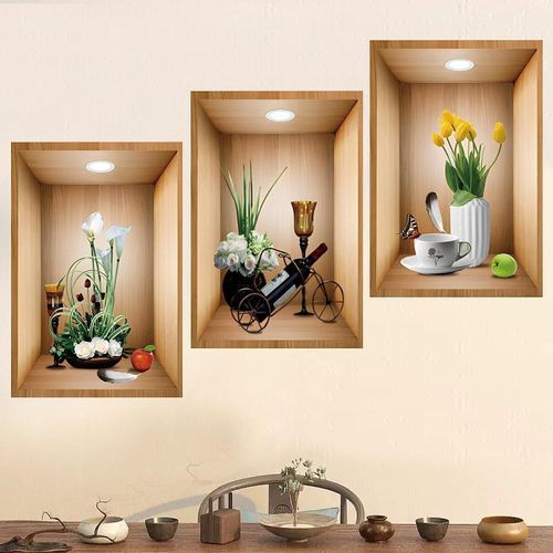 3x Wall Sticker Decorative Wall Mural Removable Wall Decal