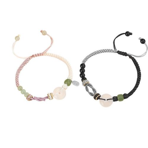 General Real Shot Chalcedony Safety Decoration Couple Bracelet Special-Interest Design Love Oath Woven Hand Strap Gift Fashion