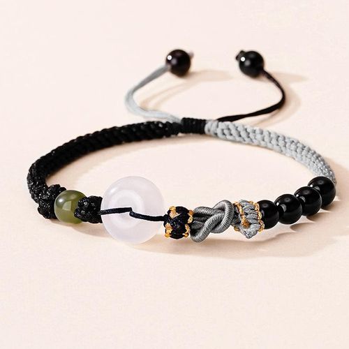 General Real Shot Chalcedony Safety Decoration Couple Bracelet Special-Interest Design Love Oath Woven Hand Strap Gift Fashion