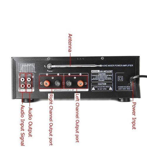 5000W 110240V Bluetooth Power Amplifier System Sound Audio Stereo Receiver Support 4 Way Microphone 2 Channel AMP FM SD