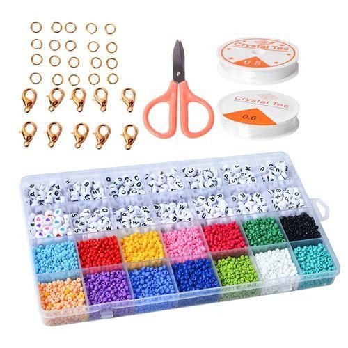 4000pcs Glass  Beads 3mm Mini Small DIY Bulk Letter Love Heart Beads