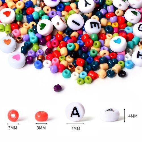 4000pcs Glass  Beads 3mm Mini Small DIY Bulk Letter Love Heart Beads