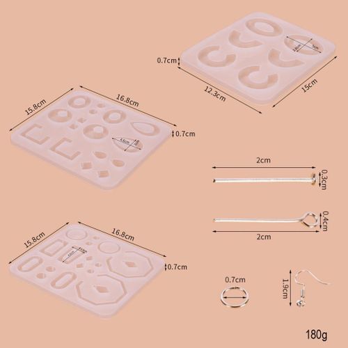 203Pcs Silicone Resin Earring Mold Drop Earring  Moulds Jewelry Making