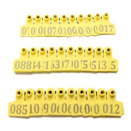 1-100 Number Animals Cattle Goat Pig Sheep Ear Tag Livestock Tags Labels Yellow