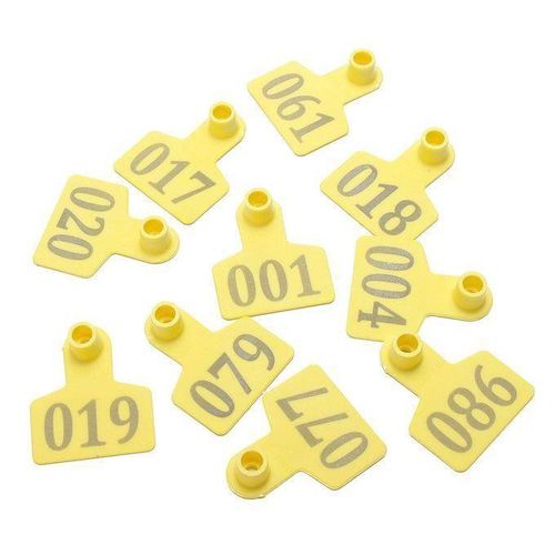 1-100 Number Animals Cattle Goat Pig Sheep Ear Tag Livestock Tags Labels Yellow
