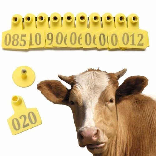 1-100 Number Animals Cattle Goat Pig Sheep Ear Tag Livestock Tags Labels Yellow