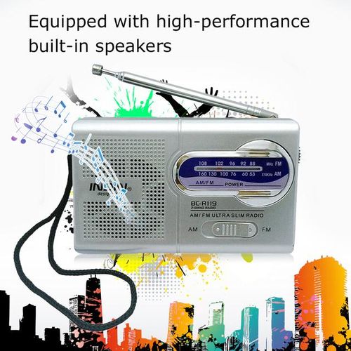 Indin Bc-R119 Portable Mini Am Fm Radio Stereo Speakers