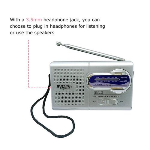 Indin Bc-R119 Portable Mini Am Fm Radio Stereo Speakers