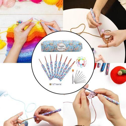 Aluminum Crochet Hooks Set   Handles 2 Blue