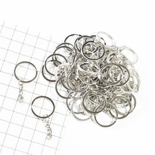50Pc Split Key Rings With Chain Bulk For DIY Accessories Arts Crafts