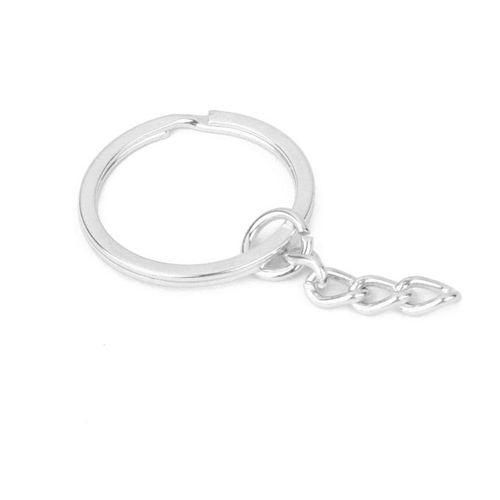 50pcs Silver Plated Alloy Split Flat Key Ring Keyrings With Chains