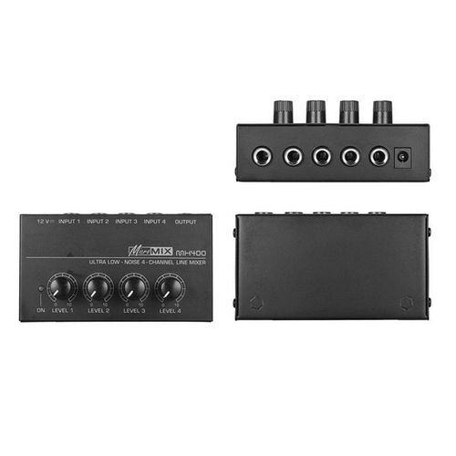 4 Channel Audio Mixer Mini Equalizer Music Recording Equipment Digital DJ Console for Small Clubs Outdoor Home Guitars Keyboards