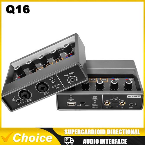 TEYUN Q16 2 Channel Professional portable Audio Interface sound console mini USB MIXER for Guitar Recording Studio Singing
