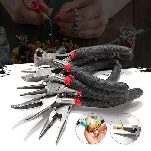 5PCS Jewelers Jewel Pliers Set Tools Beading Making Side Cutters Long Bent Nose