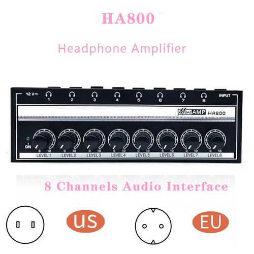 HA800 8 Channel Headphone Amplifier Audio Stereo Amp Microamp Amplifier For Music Mixer Recording Ultra-Compact Sound Amplifier