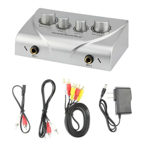 Professional Karaoke Sound Mixer Audio System Mini Digital Sound Machine Echo Mixer Device New,Silver NO5238