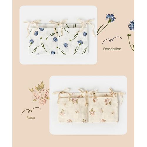 Baby Crib Organizer Cot Caddy Bed Storage Bag 2 Pockets Bedside Hanging Diaper Pure cotton Organizer for Diapers Toys