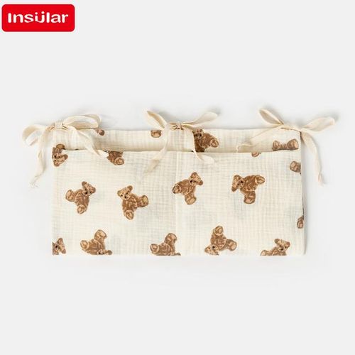 Baby Crib Organizer Cot Caddy Bed Storage Bag 2 Pockets Bedside Hanging Diaper Pure cotton Organizer for Diapers Toys