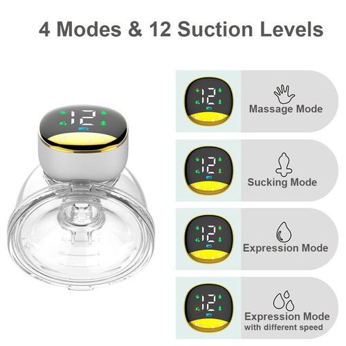 MY-373 Wearable Breast Pump Portable Hands Free Electric Breast Pump for Breastfeeding LED Screen 4 Modes 12 Suction Low