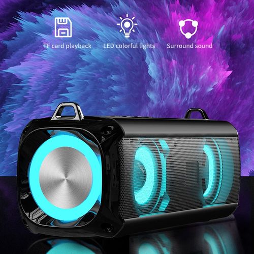 Rockmia RGB Fashion Trend Wireless Bluetooth Speaker Portable Outdoor Music Player With RGB Lighting Effect - Black