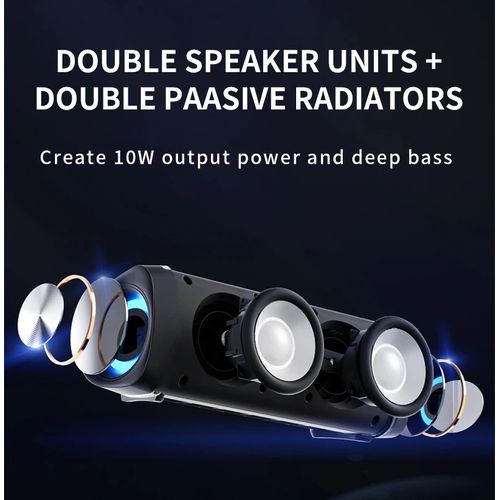 Rockmia RGB Fashion Trend Wireless Bluetooth Speaker Portable Outdoor Music Player With RGB Lighting Effect - Black