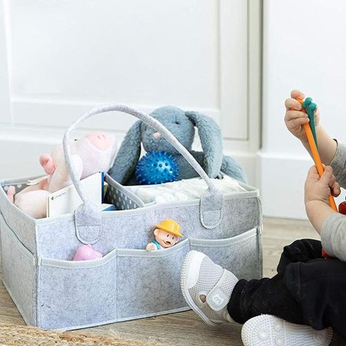 Multi-Function Baby Felt Storage Bag Infant Diaper Bag Portable Holder Bag Changing Nappy Caddy Kid Storage Carrier Large