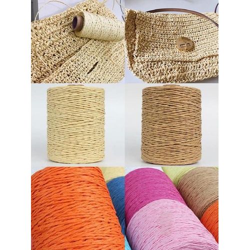 280 Meter Threads Natural Raffia Straw Yarn For Summer Hand Knit Crochet Hat Handbag Cushion Baskets Knitting Material