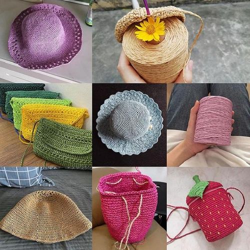 280 Meter Threads Natural Raffia Straw Yarn For Summer Hand Knit Crochet Hat Handbag Cushion Baskets Knitting Material