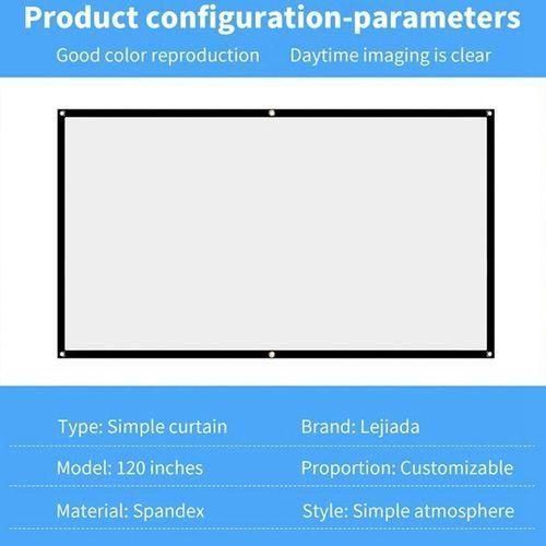 Portable Projector Screen for Home Theater Outdoor HD White Foldable AntiCrease 120Inch