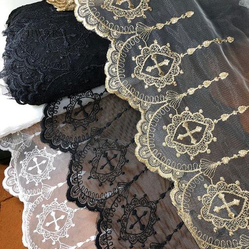 5yard Cross Lace Fabric Table Runner Skirt Easter Day Christian Catholicism Water Soluble Mesh Lolita Jewelry Party