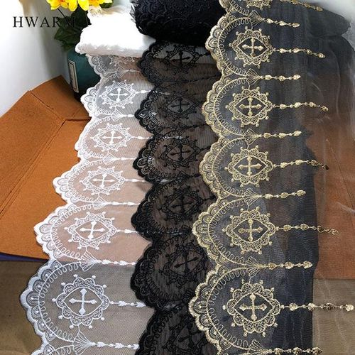 5yard Cross Lace Fabric Table Runner Skirt Easter Day Christian Catholicism Water Soluble Mesh Lolita Jewelry Party