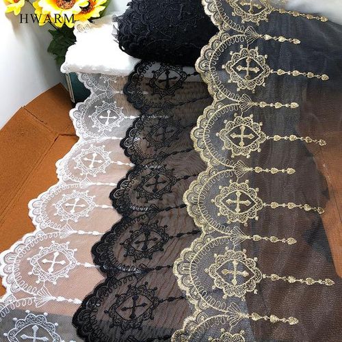 5yard Cross Lace Fabric Table Runner Skirt Easter Day Christian Catholicism Water Soluble Mesh Lolita Jewelry Party