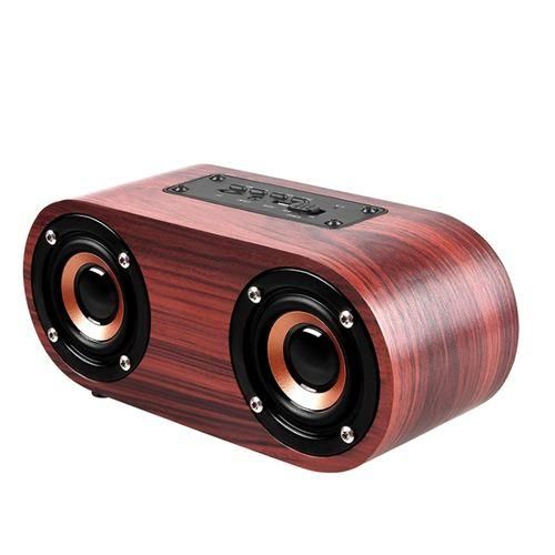 Q8 Wooden Double Horns Bluetooth Speaker Q8Red Wood Texture