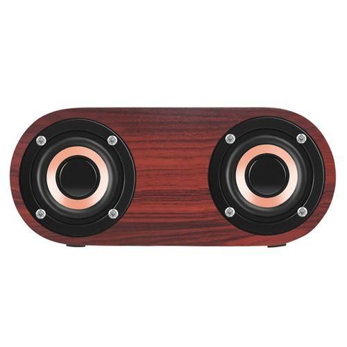 Q8 Wooden Double Horns Bluetooth Speaker Q8Red Wood Texture