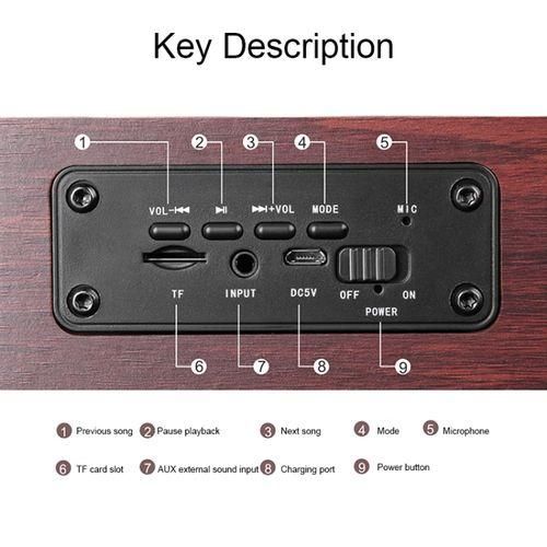 Q8 Wooden Double Horns Bluetooth Speaker Q8Red Wood Texture