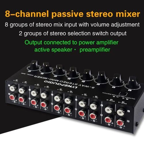 B066Mini Stereo 8 Channel Passive Mixer