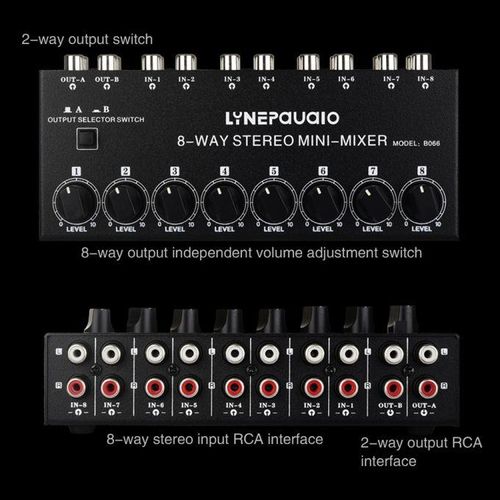 B066Mini Stereo 8 Channel Passive Mixer
