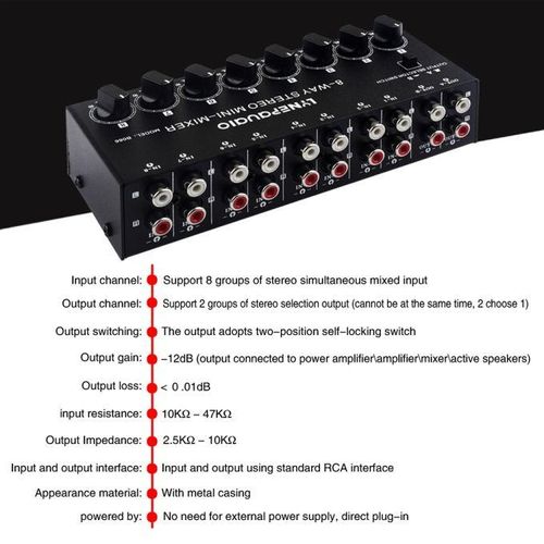 B066Mini Stereo 8 Channel Passive Mixer