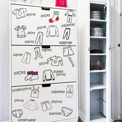 Wardrobe Clothing Identifies Wall Stickers 40x60cm