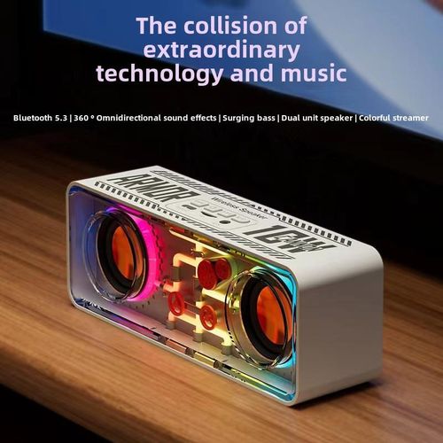 Portable RGB Bluetooth 5.3 Speaker with TWS Stereo, HIFI Sound, Deep Bass, 7-Color LED Lights, and 8-Hour Battery for Indoor & O