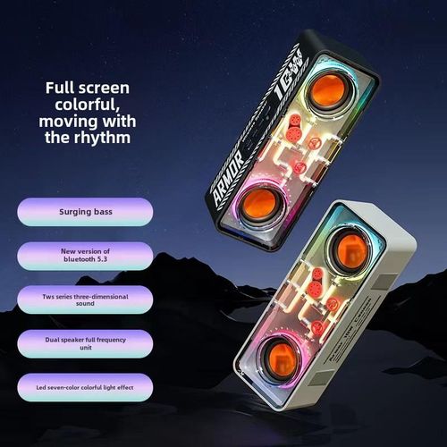 Portable RGB Bluetooth 5.3 Speaker with TWS Stereo, HIFI Sound, Deep Bass, 7-Color LED Lights, and 8-Hour Battery for Indoor & O